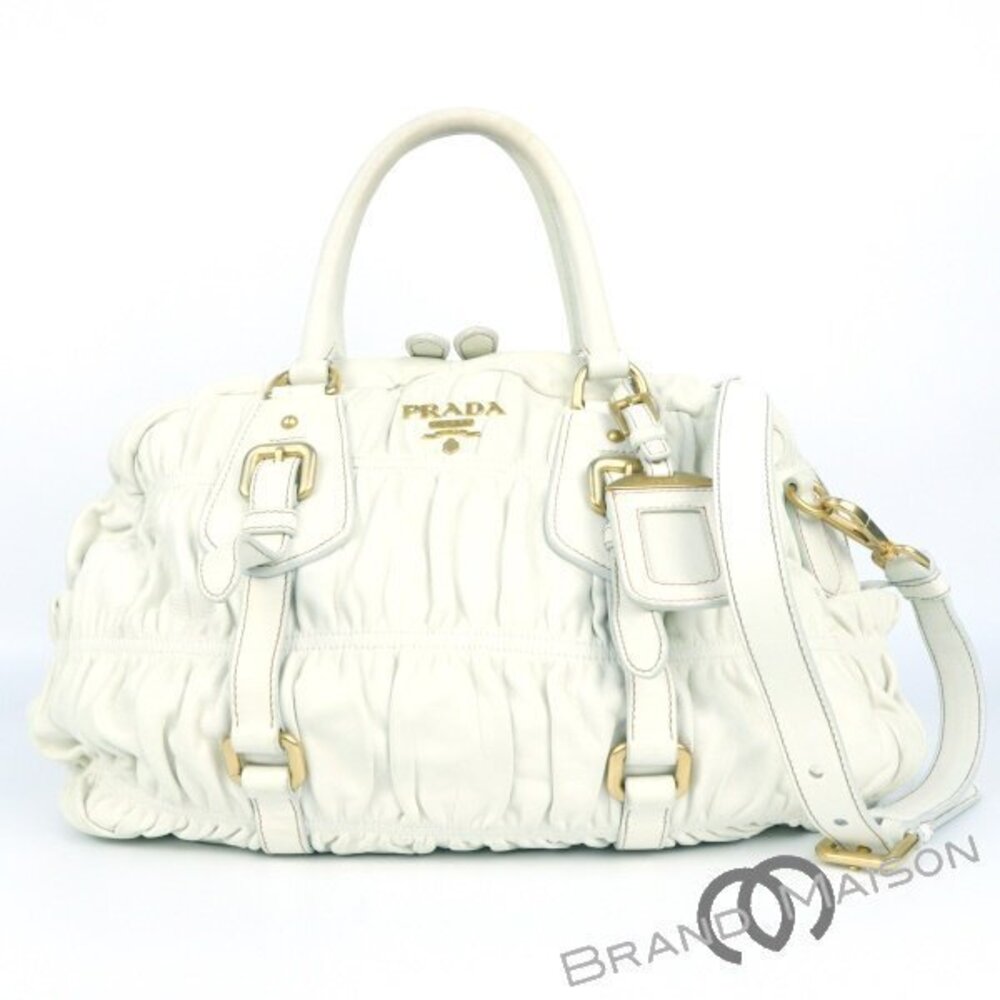 Prada Leather Handbag Nappa Gaufre White Bianco PRADA